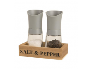 T & G Manhattan Grey Salt and Pepper Mills with Wooden Crate